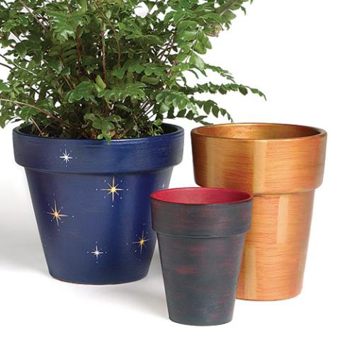 3 painted pots