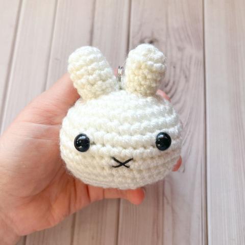 crochet bunny head keychain